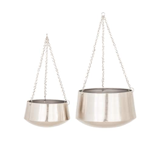Silver Metal Glam Planter Set, 5" & 7"